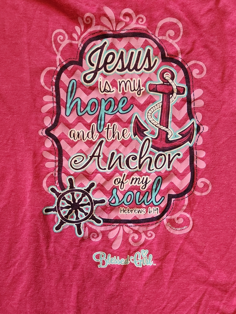 Fruit of the Loom Pink "Jesus Is My Hope" Anchor Graphic Tee